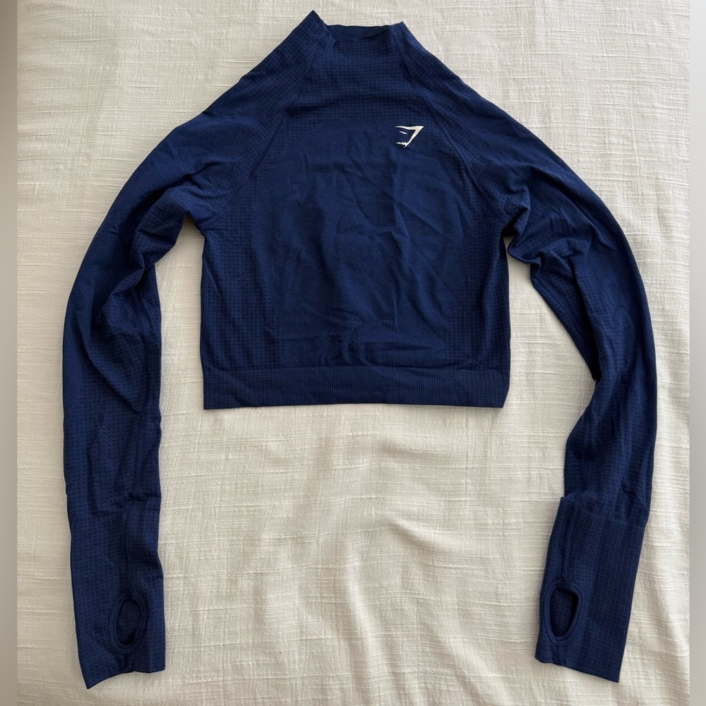 Gymshark Vital Seamless 2.0 High Neck Midi Top - Stellar Blue Mark